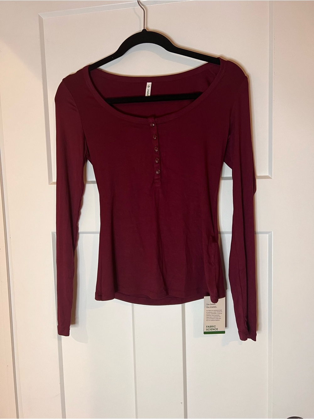 HALARA Burgundy Long Sleeve Henley Tee